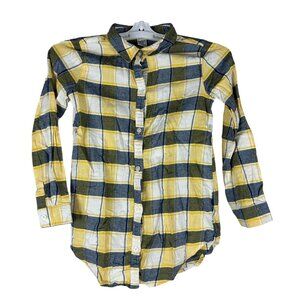 Carter's Kid Yellow & Gray Plaid Button-Up Shirt Size 8
